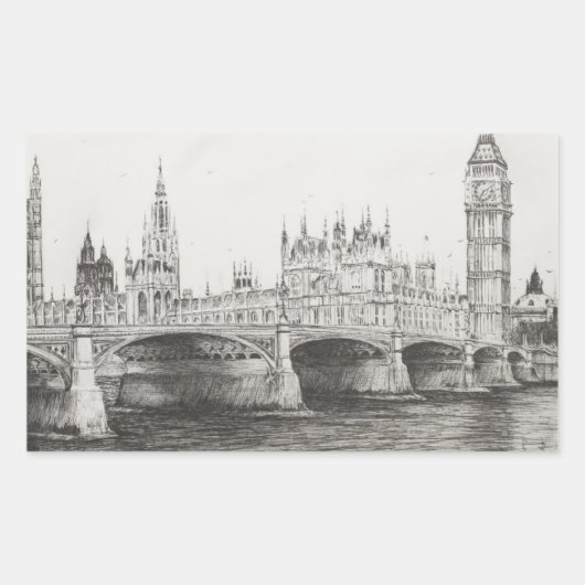 Westminster Bridge London UK 30/10/2006 Rechthoekige Sticker (Voorkant)
