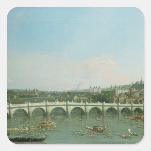 Westminster Bridge van het Noorden met Lambeth Vierkante Sticker (Voorkant)