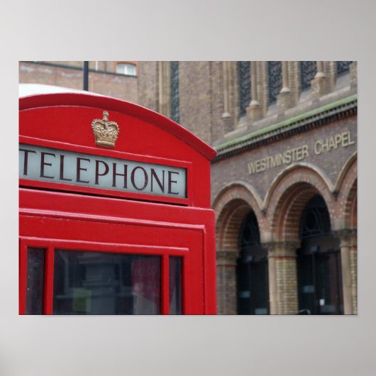 Westminster Chapel - London Red Phone Box Poster (Voorkant)