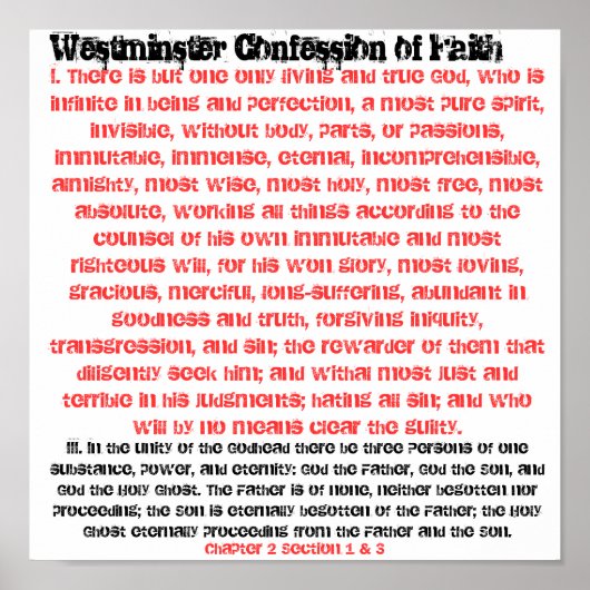 Westminster Confession Ch. 2 Afdeling 1 en 3 Poster (Voorkant)
