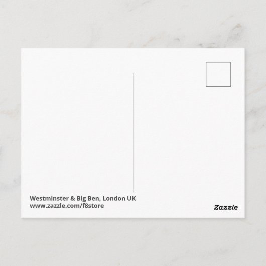 Westminster en Big Ben, Londen Verenigd Koninkrijk Briefkaart (Achterkant)