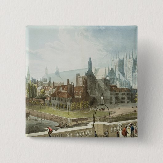 Westminster Hall en Abbey Vierkante Button 5,1 Cm (Voorkant)