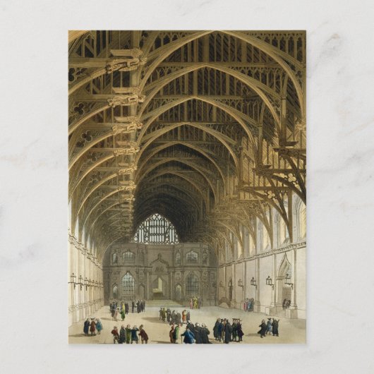 Westminster Hall, gegraveerd door J. Bluck pub Briefkaart (Voorkant)