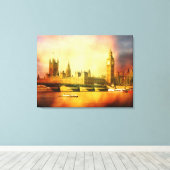 Westminster Palace en Bridge Canvas Afdruk (Insitu (Houten vloer))