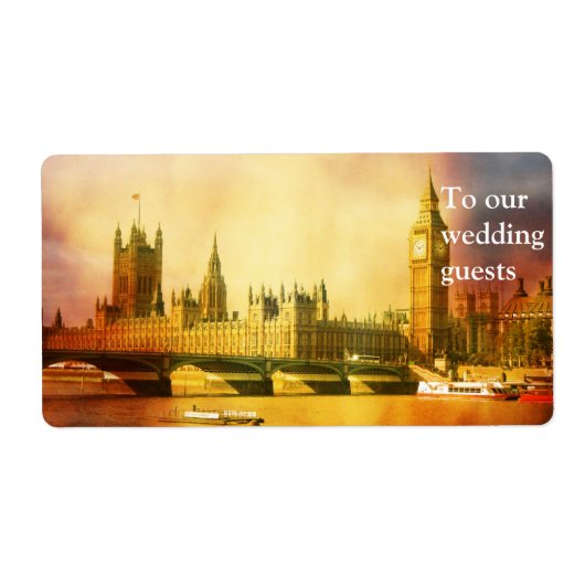 Westminster Palace en Bridge met Big Ben Etiket (Voorkant)