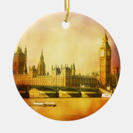 Westminster Palace en Bridge met Big Ben Keramisch Ornament (Voorkant)