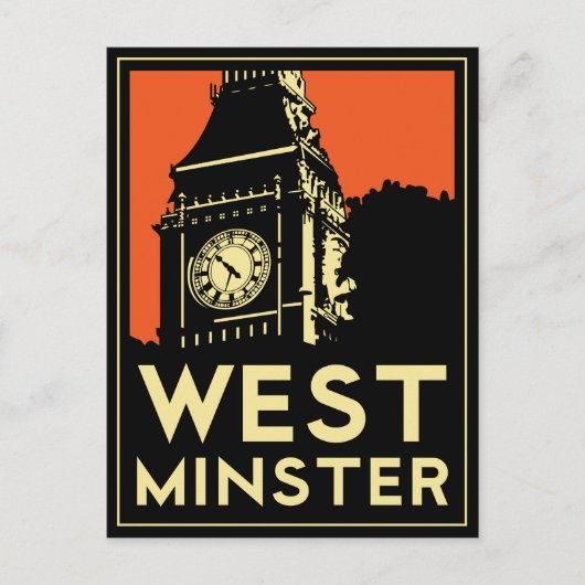 westminster retro art deco reisposter briefkaart (Voorkant)