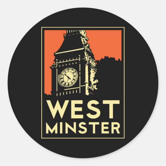 westminster retro art deco reisposter ronde sticker (Voorkant)