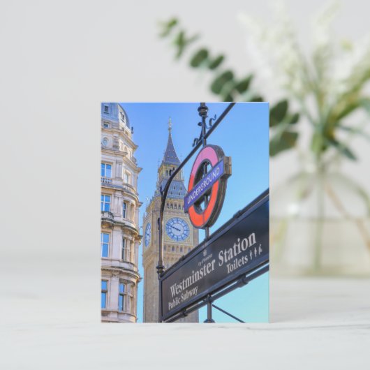 Westminster Station, Londen Briefkaart Verenigd Ko (Staand voorkant)