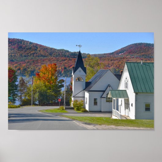 Westmore Church op Lake Willoughby Poster (Voorkant)
