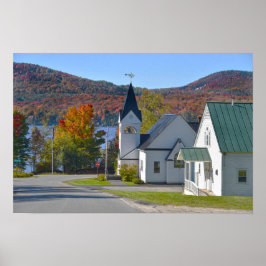 Westmore-kerk aan Lake Willoughby Poster