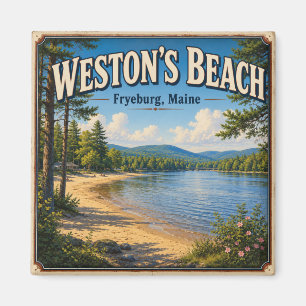 Weston's Beach Fryeburg Maine Vintage Rivierstrand Magneet