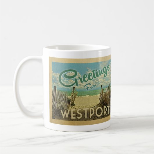 Westport Connecticut Beach Vintage Reis Koffiemok (Links)