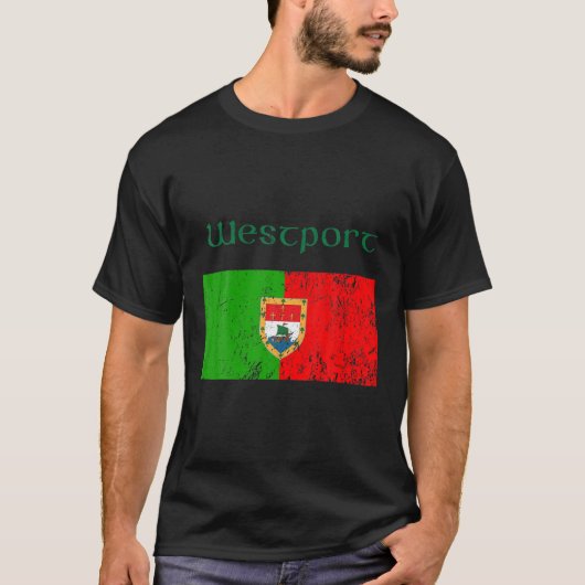 Westport, County Mayo Shamrock Ireland Flag, Craic T-shirt (Voorkant)