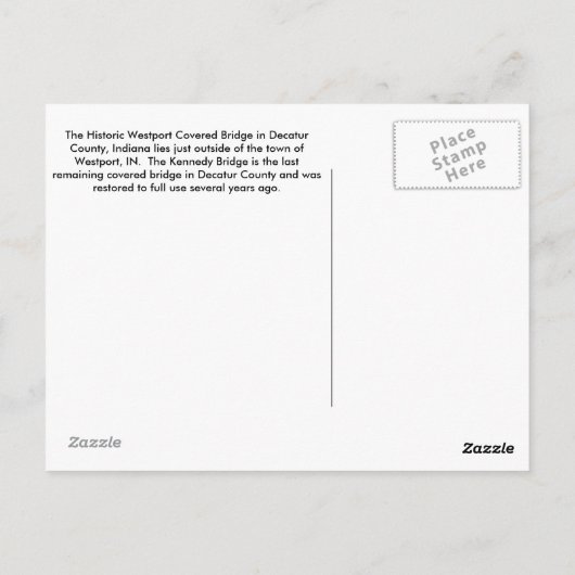 Westport Covered Bridge Briefkaart (Achterkant)