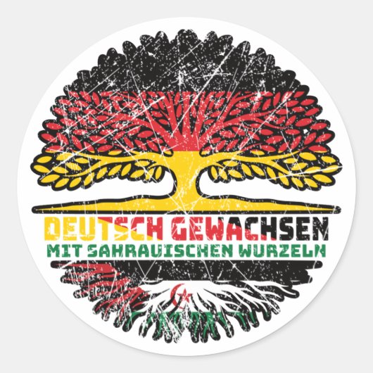 Westsahara Sahaurisch Deutschland Baum Ronde Sticker (Voorkant)