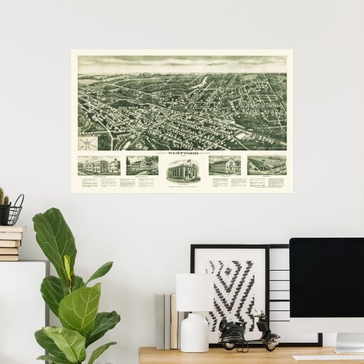 Westwood, NJ Panoramic Map - 1924 Poster (Thuiskantoor)