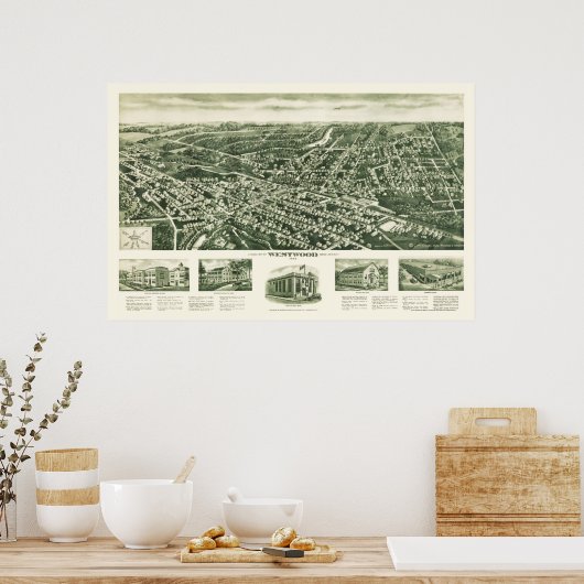 Westwood, NJ Panoramic Map - 1924 Poster (Keuken)