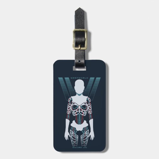 Westworld | Android Skeleton Over Logo Bagagelabel (Voorkant verticaal)