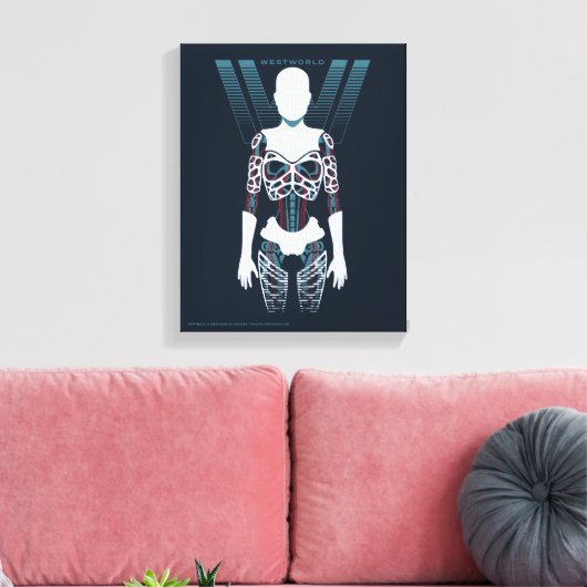 Westworld | Android Skeleton Over Logo Canvas Afdruk (Insitu (Woonkamer))