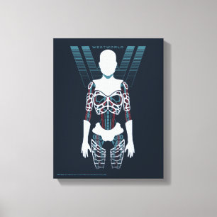 Westworld   Android Skeleton Over Logo Canvas Afdruk