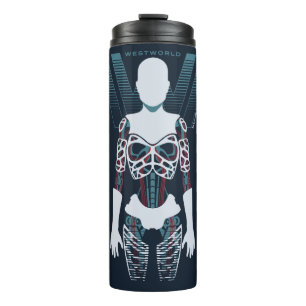 Westworld   Android Skeleton Over Logo Thermosbeker