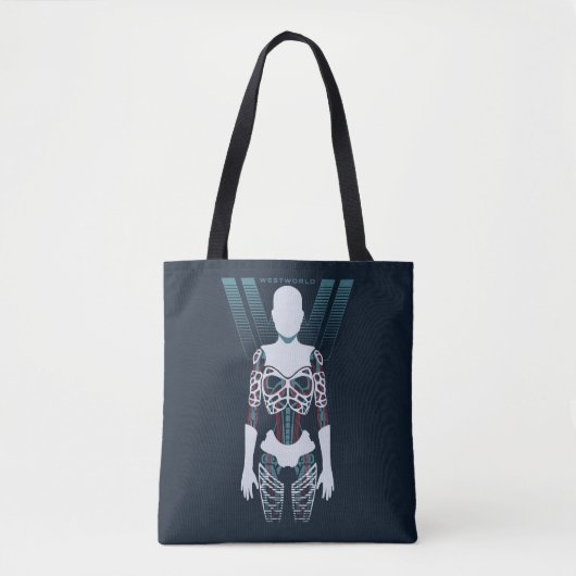 Westworld | Android Skeleton Over Logo Tote Bag (Voorkant)