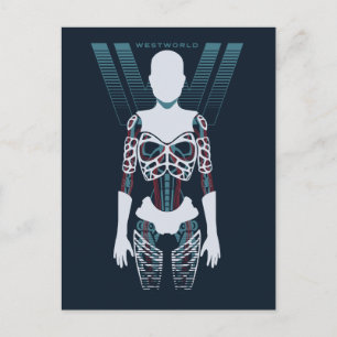 Westworld   Androïde Skelet over Logo Briefkaart