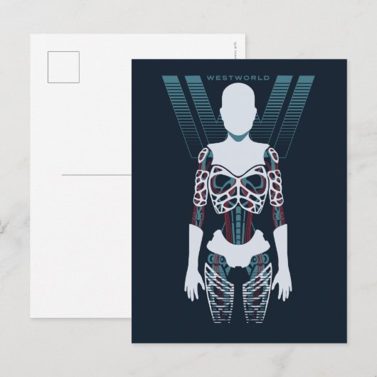 Westworld | Androïde Skelet over Logo Briefkaart (Voorkant / Achterkant)