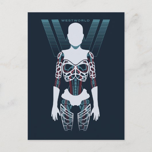 Westworld | Androïde Skelet over Logo Briefkaart (Voorkant)