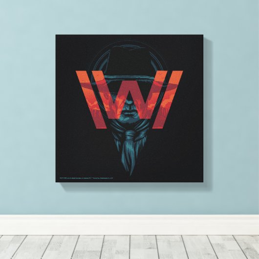 Westworld | Het Man in zwarte Logo grafische kaart Canvas Afdruk (Insitu (Houten vloer))