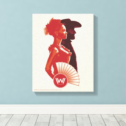 Westworld | Maeve & Hector Stencil Portret Canvas Afdruk (Insitu (Houten vloer))