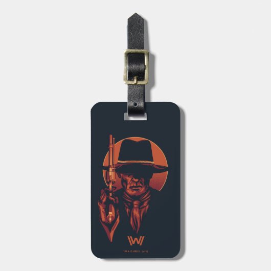 Westworld | Man in zwart-wit met revolver Bagagelabel (Voorkant verticaal)