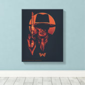 Westworld | Man in zwart-wit met revolver Canvas Afdruk (Insitu (Houten vloer))