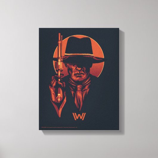 Westworld | Man in zwart-wit met revolver Canvas Afdruk (Voorkant)