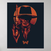 Westworld | Man in zwart-wit met revolver Poster (Voorkant)