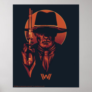 Westworld   Man in zwart-wit met revolver Poster