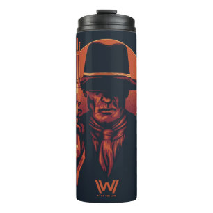 Westworld   Man in zwart-wit met revolver Thermosbeker