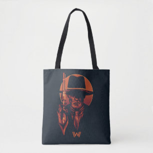 Westworld Man in zwart-wit met revolver Tote Bag