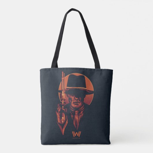 Westworld | Man in zwart-wit met revolver Tote Bag (Achterkant)