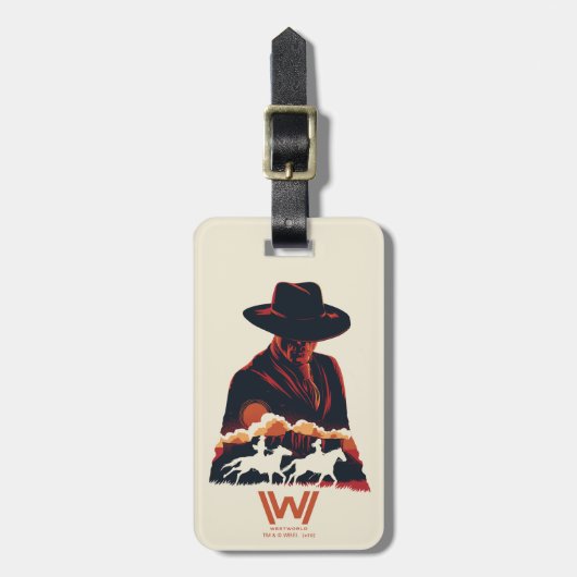 Westworld | Man in zwarte woestijn Silhouette Bagagelabel (Voorkant verticaal)
