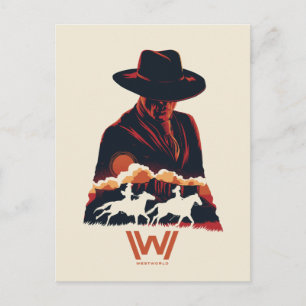 Westworld   Man in zwarte woestijn Silhouette Briefkaart