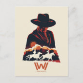 Westworld | Man in zwarte woestijn Silhouette Briefkaart (Voorkant)