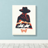 Westworld | Man in zwarte woestijn Silhouette Canvas Afdruk (Insitu (Houten vloer))