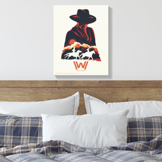 Westworld | Man in zwarte woestijn Silhouette Canvas Afdruk (Insitu (Slaapkamer))