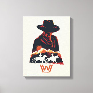 Westworld | Man in zwarte woestijn Silhouette Canvas Afdruk