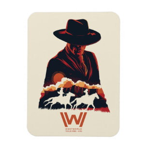 Westworld   Man in zwarte woestijn Silhouette Magneet