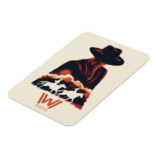 Westworld | Man in zwarte woestijn Silhouette Magneet (Linkerzijde)