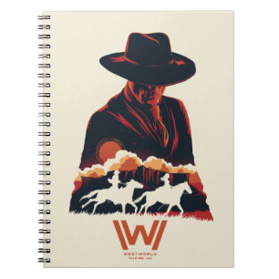 Westworld Man in zwarte woestijn Silhouette Notitieboek