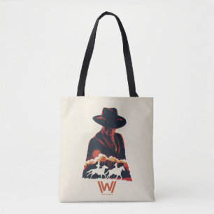Westworld Man in zwarte woestijn Silhouette Tote Bag